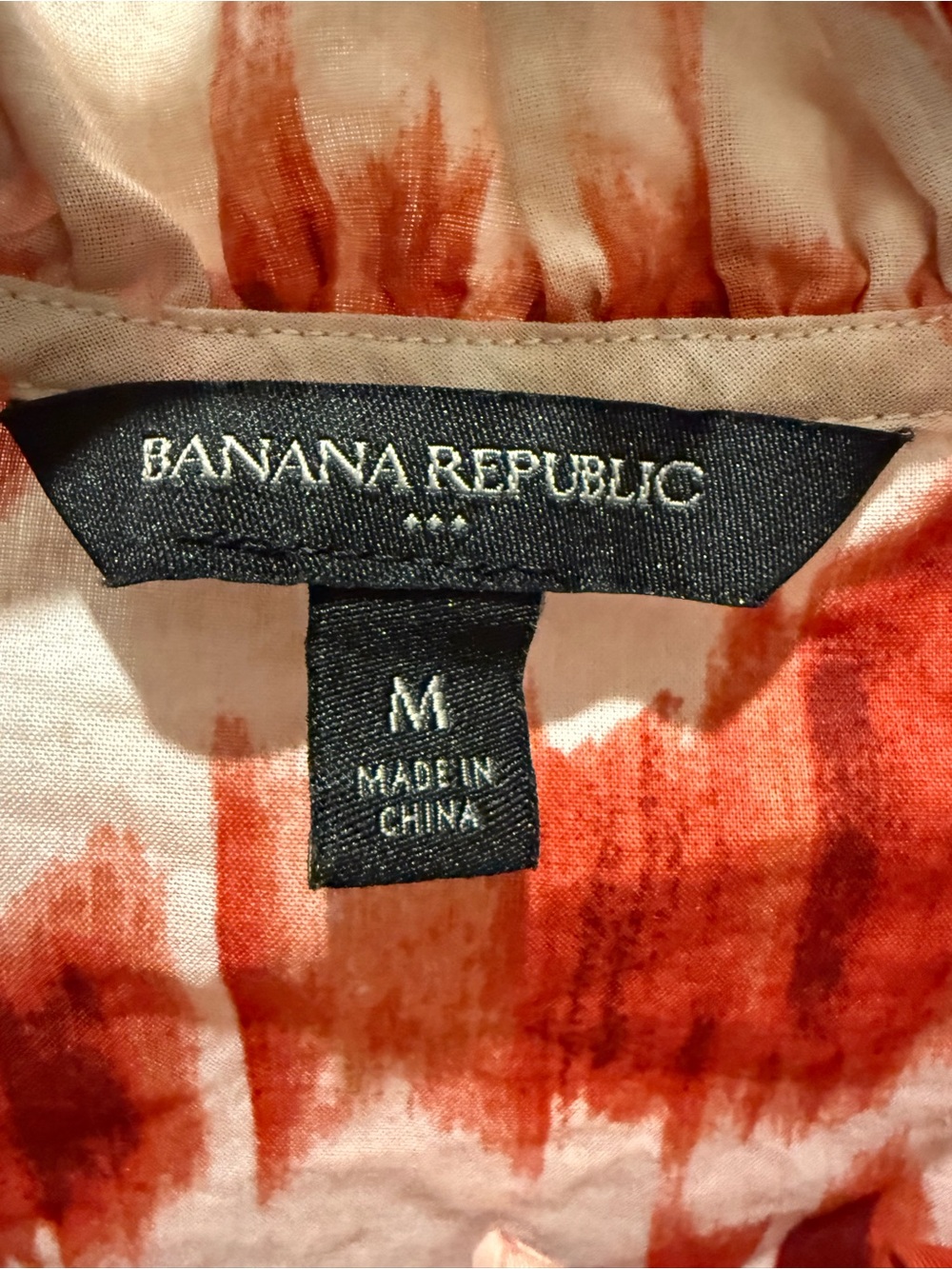 Banana Republic Rust & Cream Wave-Print Ruffle Neck Button-Down - Picture 3 of 4